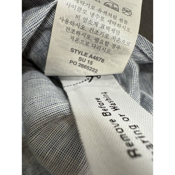 J Crew Mens Baird McNutt Irish Linen Blend Shirt Sz Medium Long Sleeve Blue - Picture 10 of 13